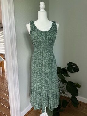 Patrons of Peace Sage Green Floral Maxi Dress